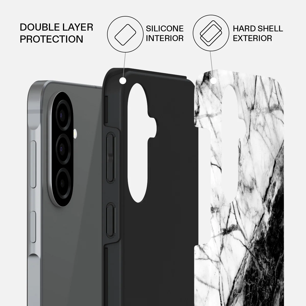 Fatal Contradiction - Black & White Marble Samsung Galaxy A57 5G Case - Image 2
